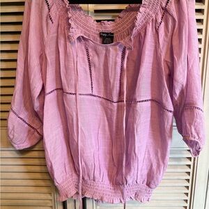 Simply Irresistible Lavender Smocked 3/4 Sleeve Blouse